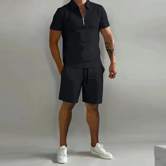 Lorenzo Conjunto de dos piezas | Lujoso conjunto de polo y pantalón corto de verano para hombre