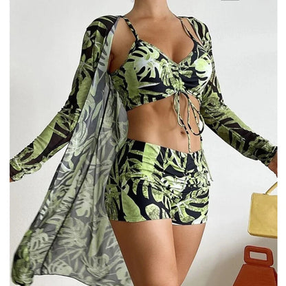 Olivia® | 3 en 1 top de bikini + pantalón + kimono