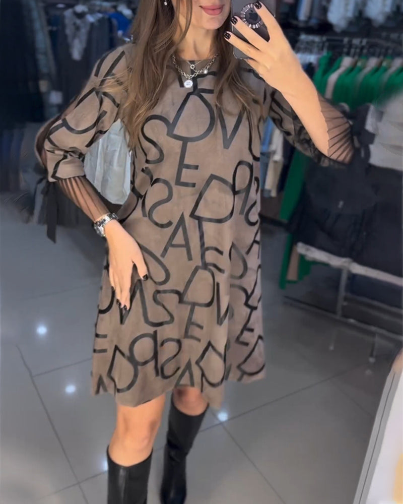 Vestido de línea A - Sencillo - Mezcla de algodón con encaje - Ideal para otoño e invierno