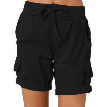 Pantalones cortos casual de cintura alta para mujer