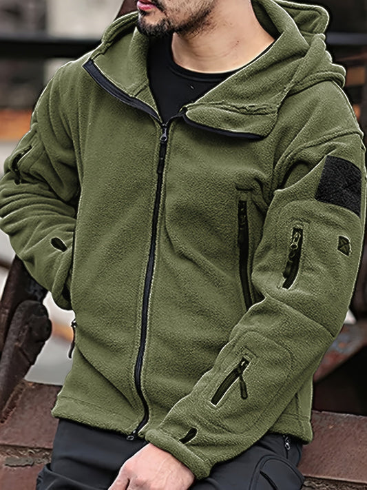 Cálida chaqueta polar cortaviento para hombre | Perfecta para actividades al aire libre