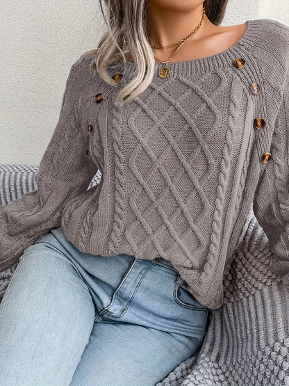 Jersey de señora con cuello redondo y botones