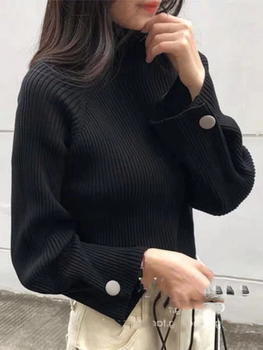 Jersey de cuello alto en colores lisos