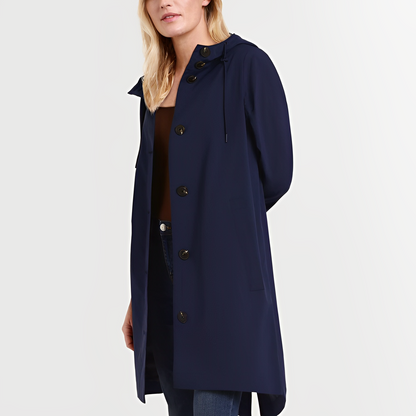 Clásico impermeable con capucha para mujer