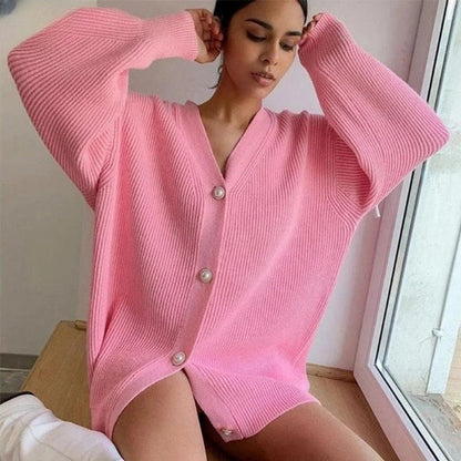 Chaqueta de punto oversize para mujer, elegante y cómoda