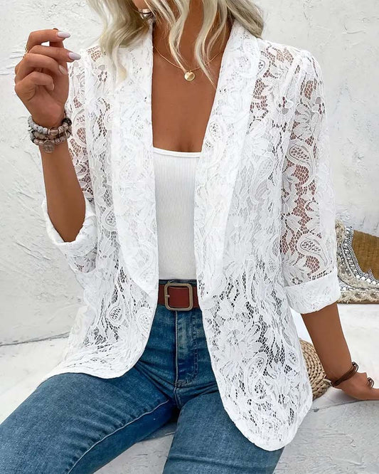 Elegante chaqueta de color sólido y botones