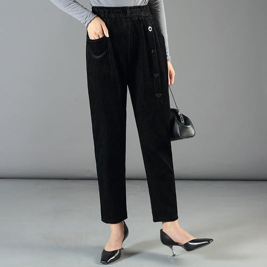 Leslie - Pantalones forrados de terciopelo