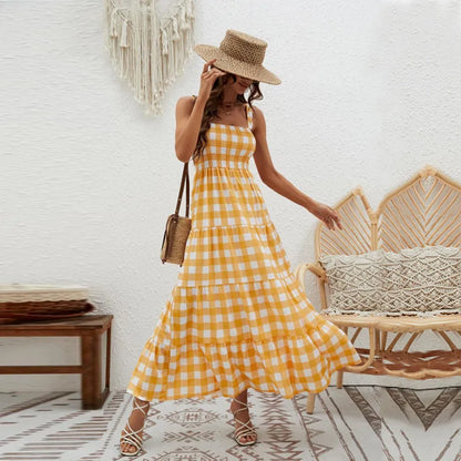 Vestido con estampado de cuadros