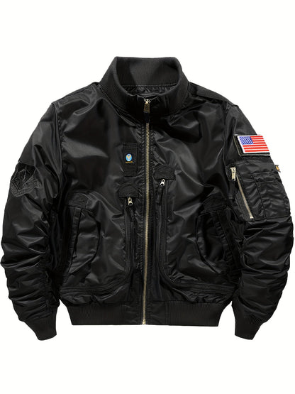 Cálida chaqueta táctica bomber con cuello alto para hombre | Perfecta para actividades al aire libre