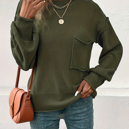 Lea | Jersey casual de manga larga para mujer con costuras y bolsillos