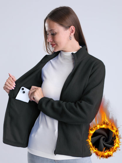Nina | Chaqueta lisa forrada de felpa con cremallera y bolsillos