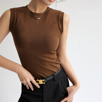 Lena - Camiseta de tirantes sin mangas y cuello redondo para mujer