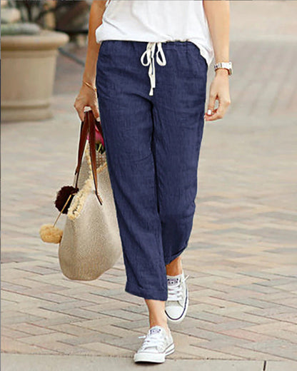 Elisa - Pantalones de ocio de lino cómodos para mujer
