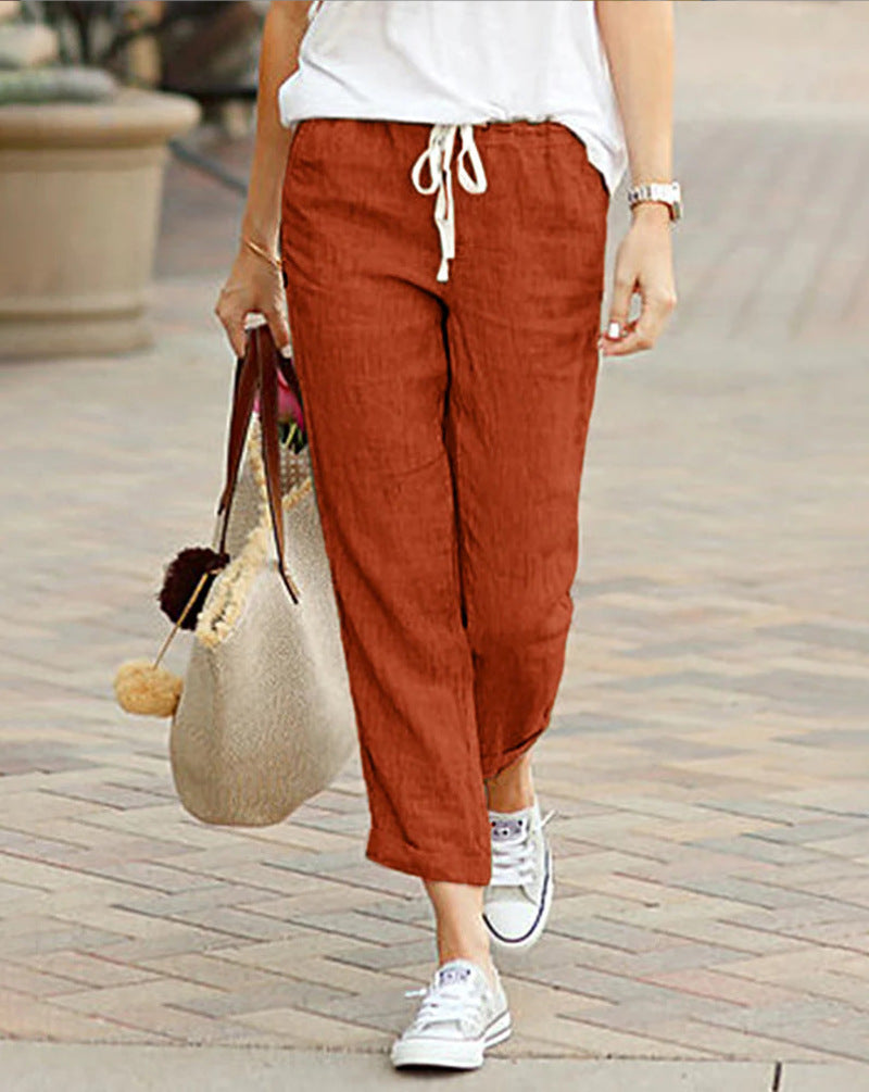Elisa - Pantalones de ocio de lino cómodos para mujer