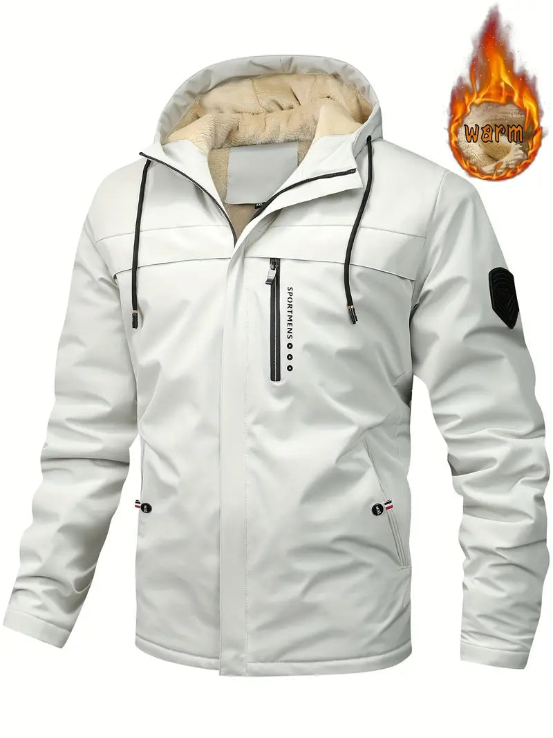 Chaqueta de invierno cálida con forro de piel y bolsillos para hombre | Ideal para el invierno
