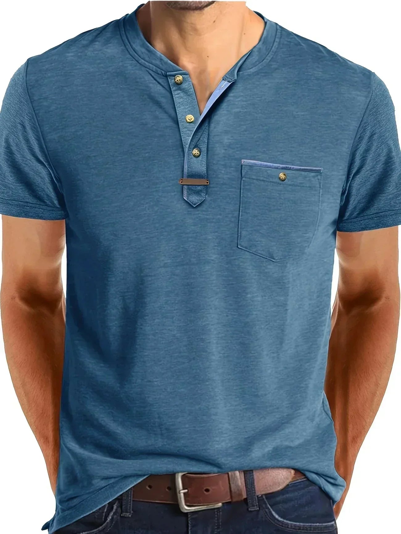Męska Koszulka Henley Guzikami