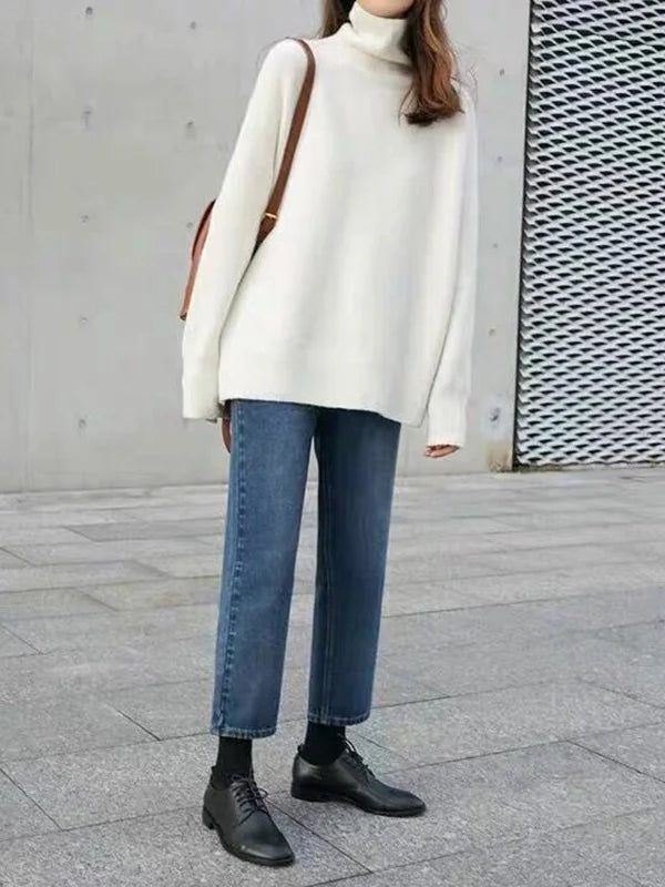 Eline | Jersey casual de cachemira de cuello alto para mujer
