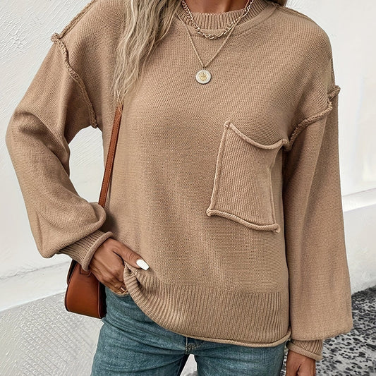 Lea | Jersey casual de manga larga para mujer con costuras y bolsillos