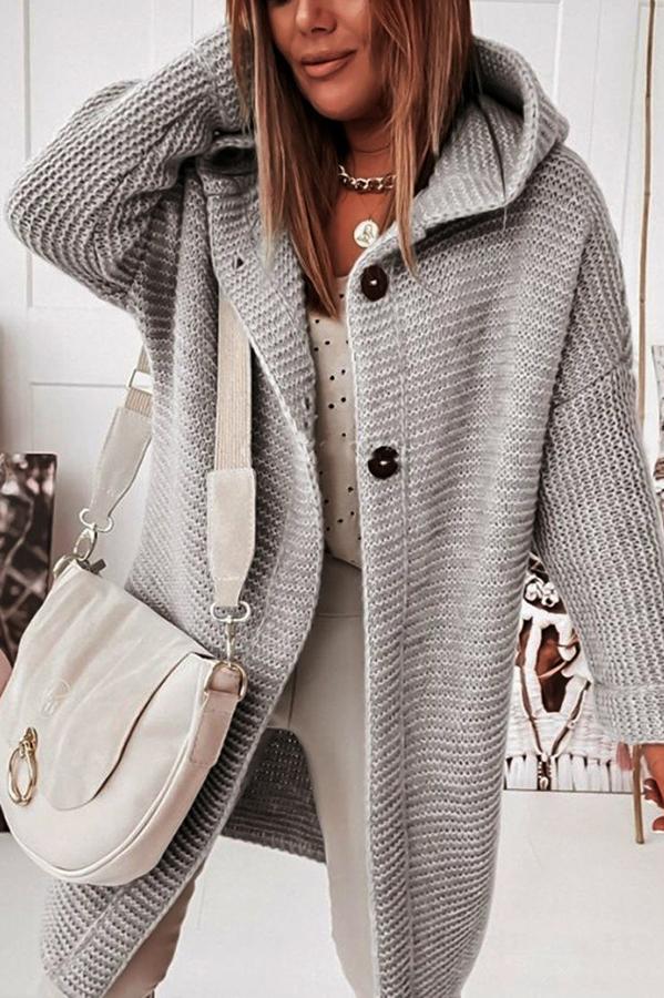 Waldaine Cardigan | Chaqueta de punto con cierre de botones y capucha