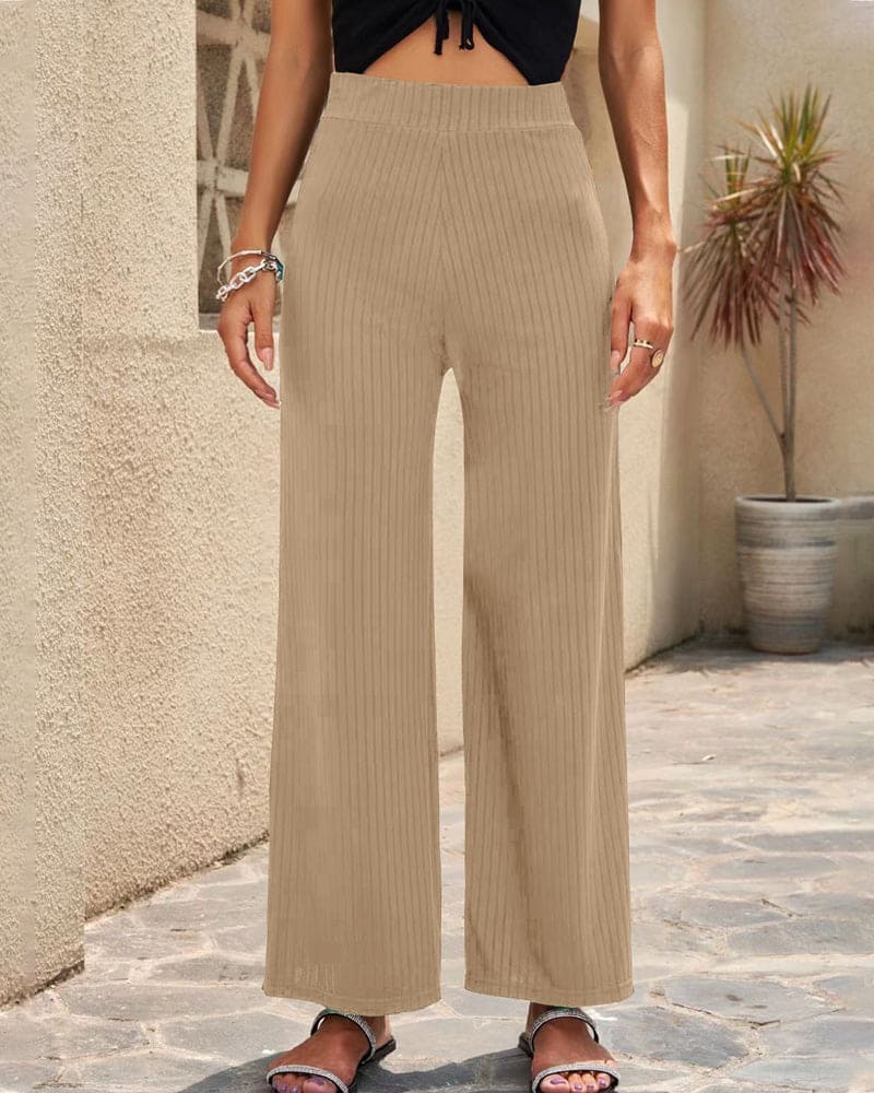 Anna | Pantalones de cintura alta de canalé | Comodidad y estilo | Tejido elástico