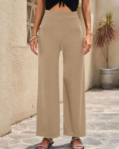Anna | Pantalones de cintura alta de canalé | Comodidad y estilo | Tejido elástico
