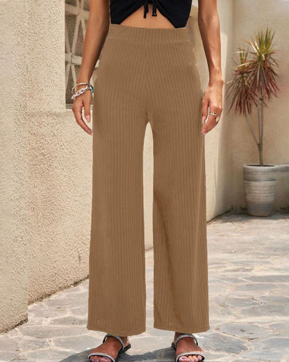 Anna | Pantalones de cintura alta de canalé | Comodidad y estilo | Tejido elástico