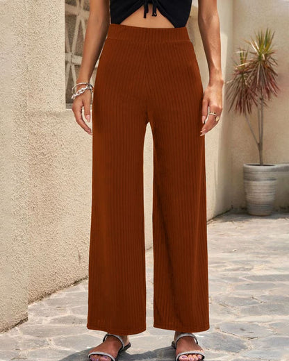 Anna | Pantalones de cintura alta de canalé | Comodidad y estilo | Tejido elástico