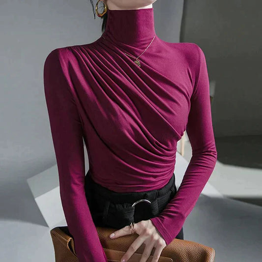 Jersey Dyanna | Jersey plisado de cuello alto