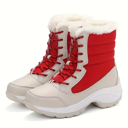 Botas de nieve con forro de felpa, cálidas e impermeables, con tracción antideslizante para mujer