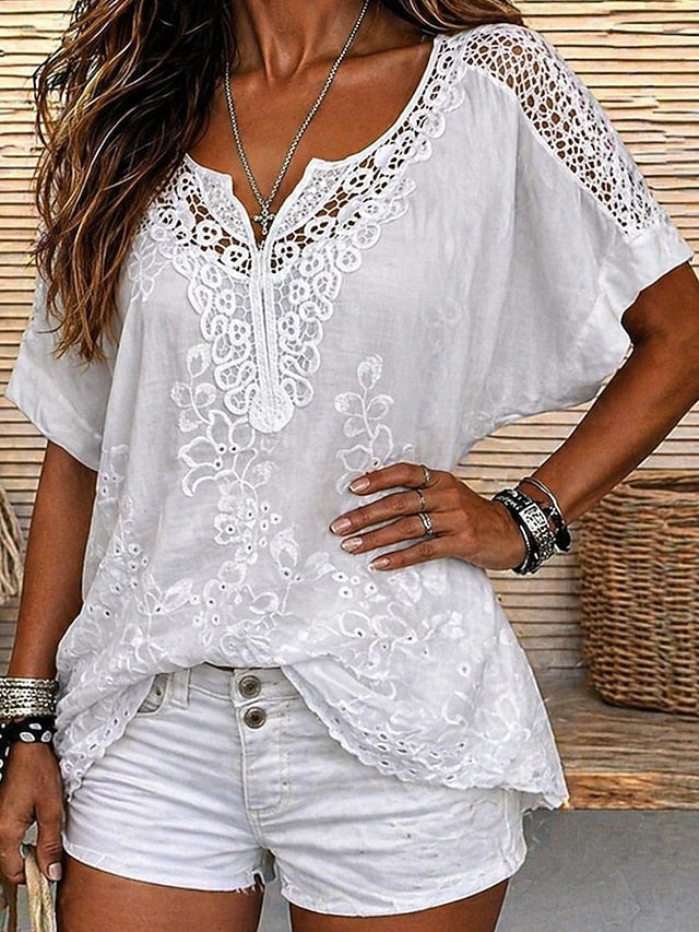 Damska Bluzka V Neck