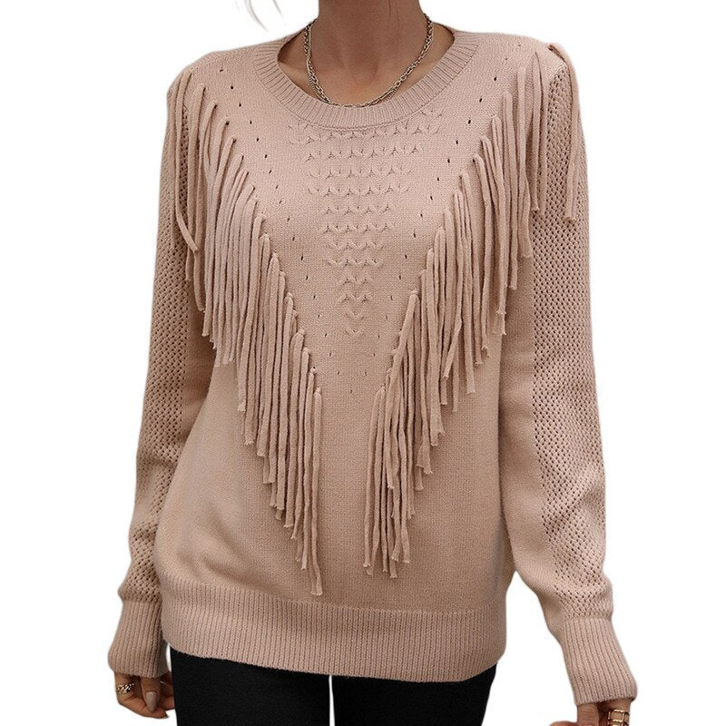 Sophie - Elegante jersey de otoño con flecos para mujer