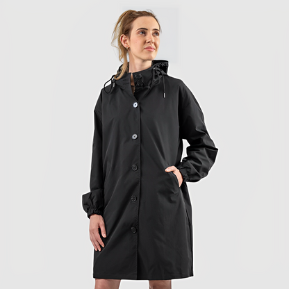 Clásico impermeable con capucha para mujer