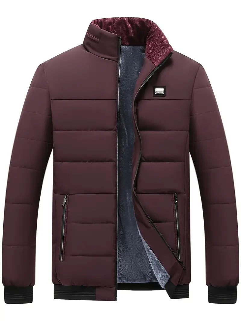 Sert | chaqueta de moda para hombre con cuello alto | abrigo de invierno grueso y cálido con forro de terciopelo