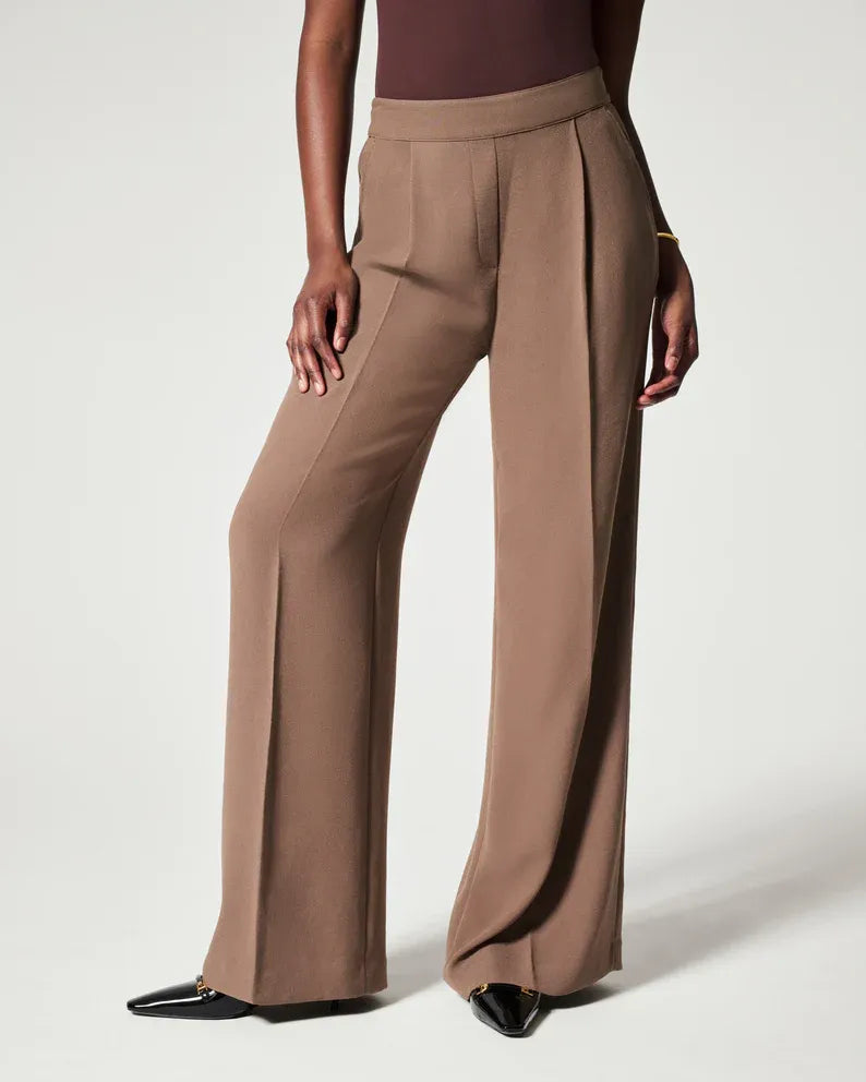 Pantalones anchos plisados para mujer