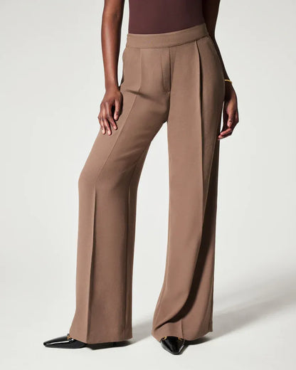Pantalones anchos plisados para mujer