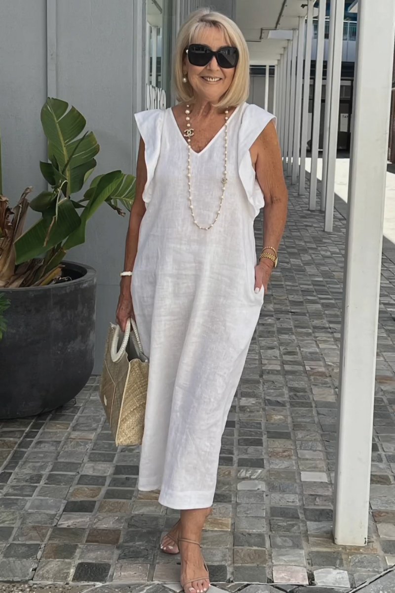 Vestido casual en algodón y lino