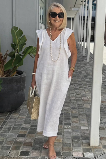 Vestido casual en algodón y lino