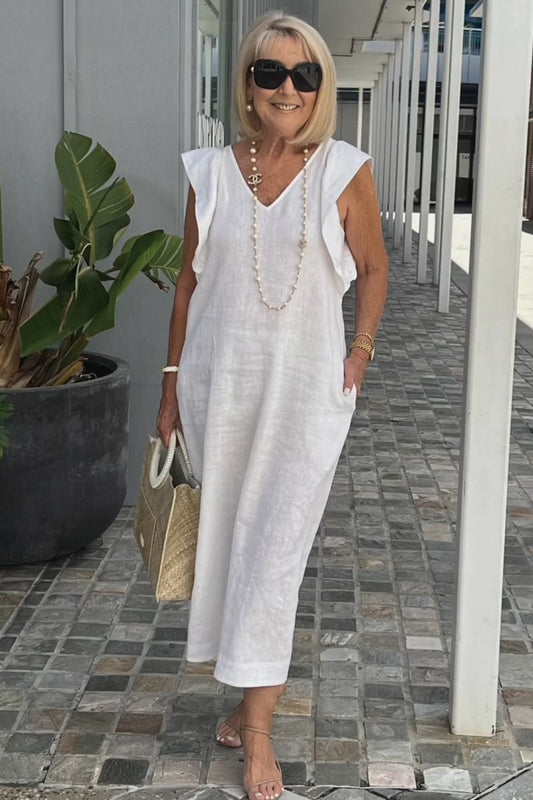 Vestido casual en algodón y lino