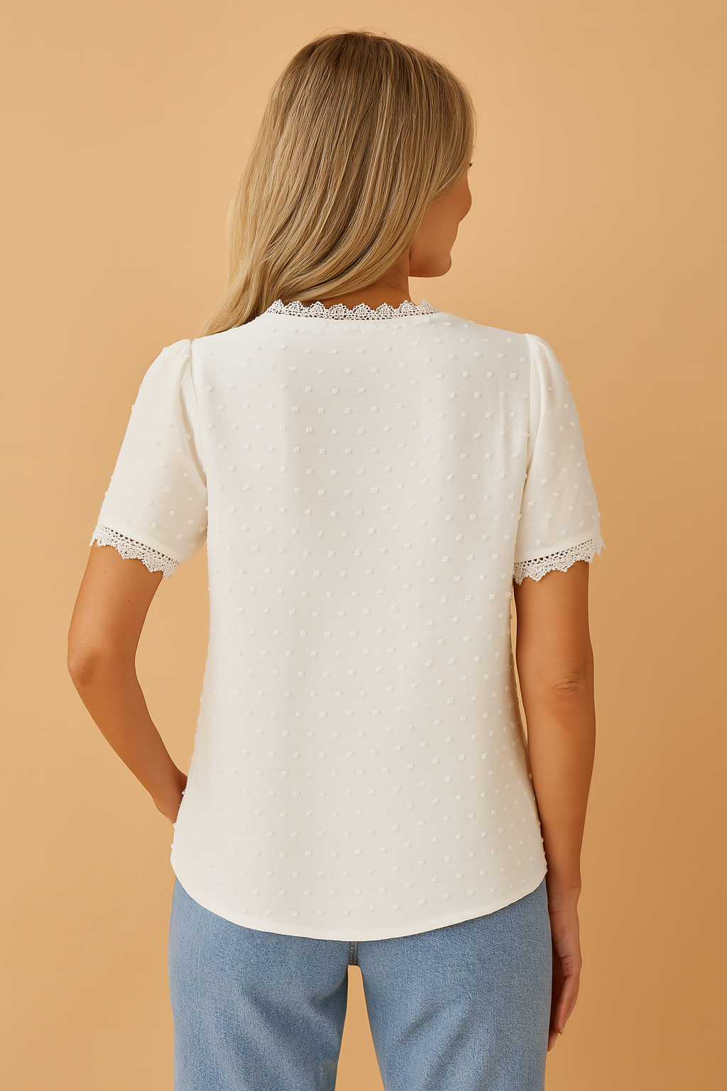 Damska Bluzka V-Neck Scallop