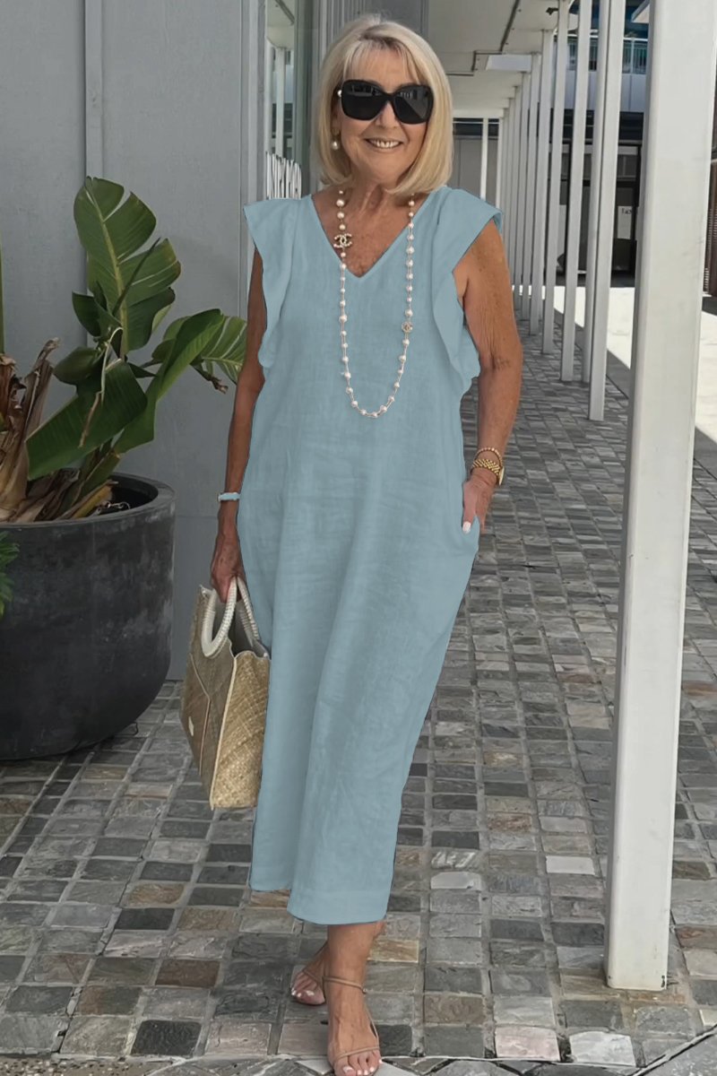 Vestido casual en algodón y lino