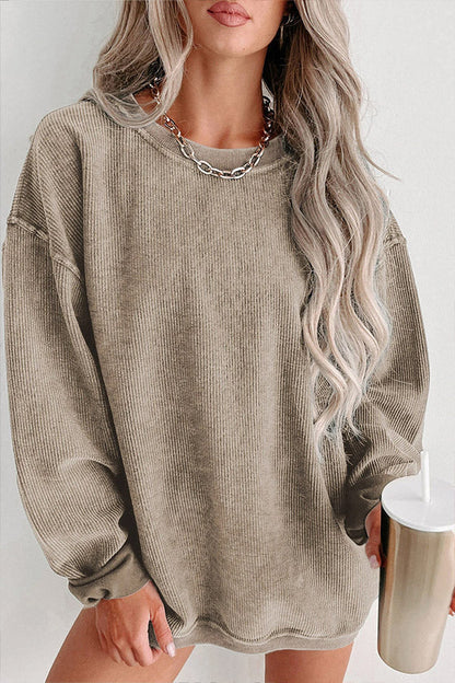 Jersey Camille de mujer, cuello redondo acanalado