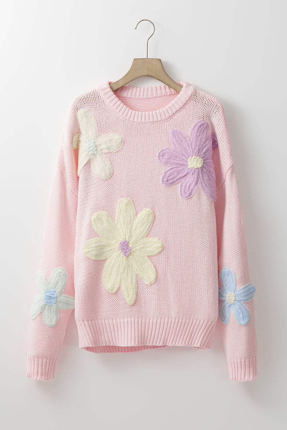 Colette | Jersey bordado floral con pétalos de rosa e hilos