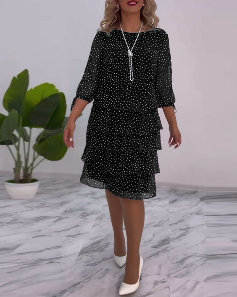 Damska Sukienka W Kropki Warstwowa