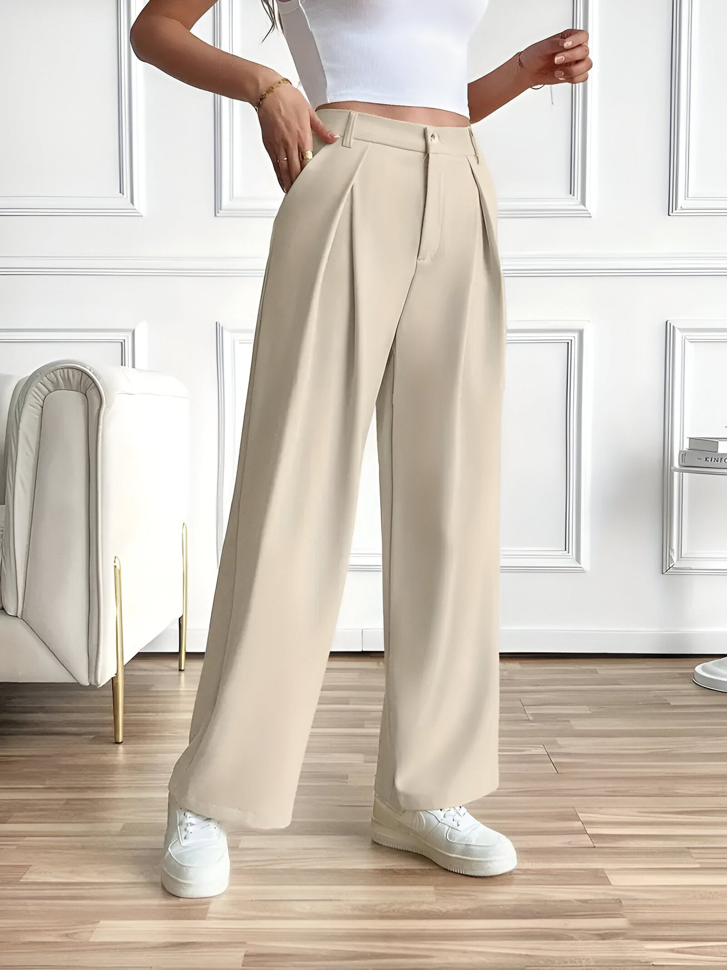 Catriona | Elegantes pantalones con perneras rectas, pliegues y bolsillos