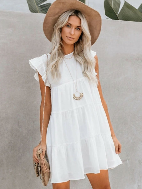 Cuello redondo sin mangas Casual Cake Dress