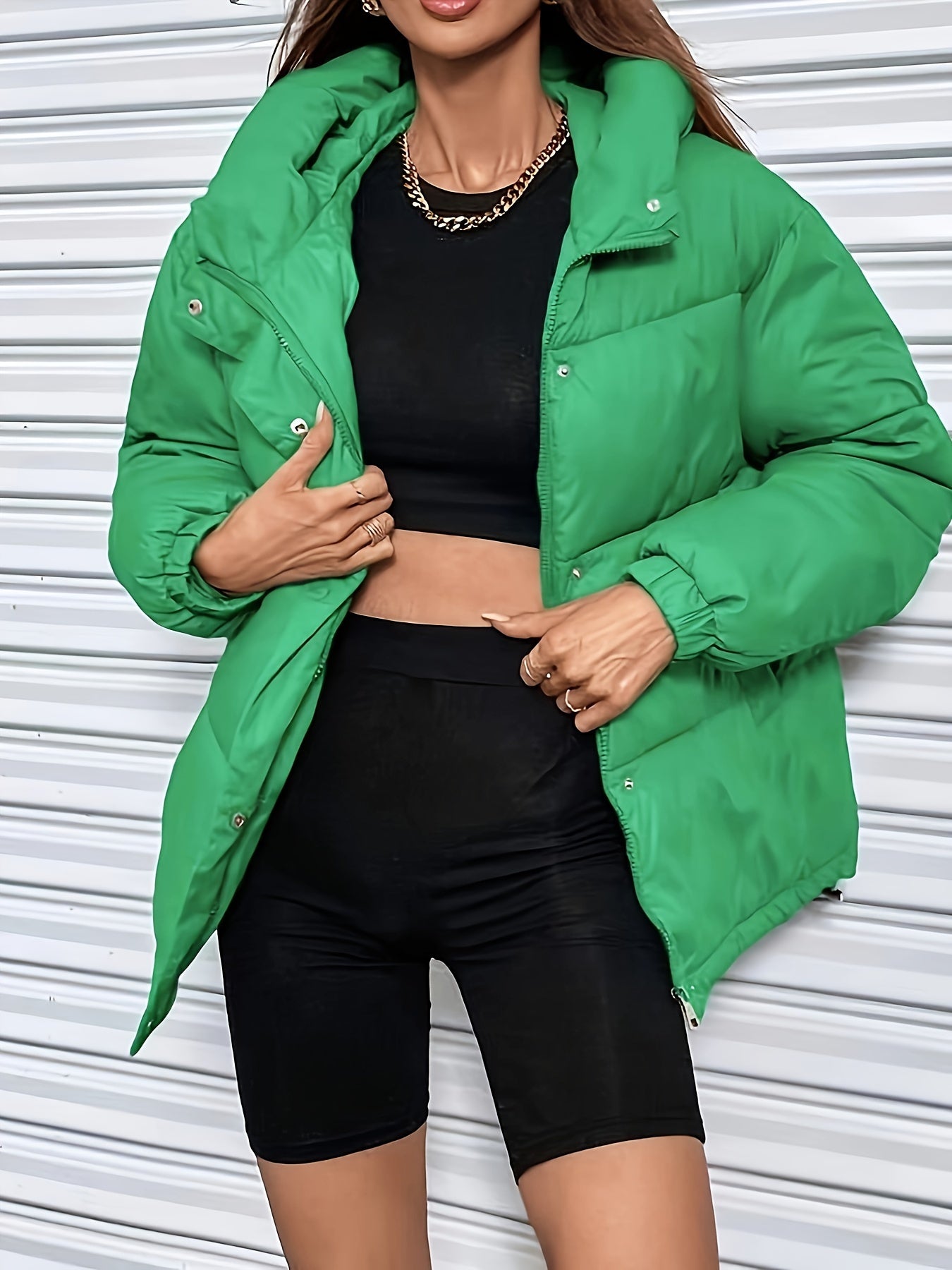 Chaqueta de invierno casual gruesa con capucha y cremallera para mujer | Perfecta para otoño/invierno