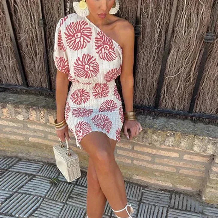 Damska Sukienka Boho Na Jedno Ramię