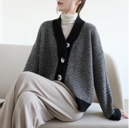 Rhoda Cardigan | Chaqueta de espiga oversize con botones