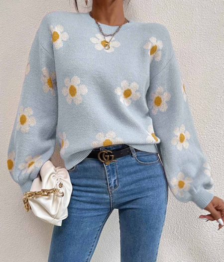 Riko Sweater | Floral jersey de manga larga
