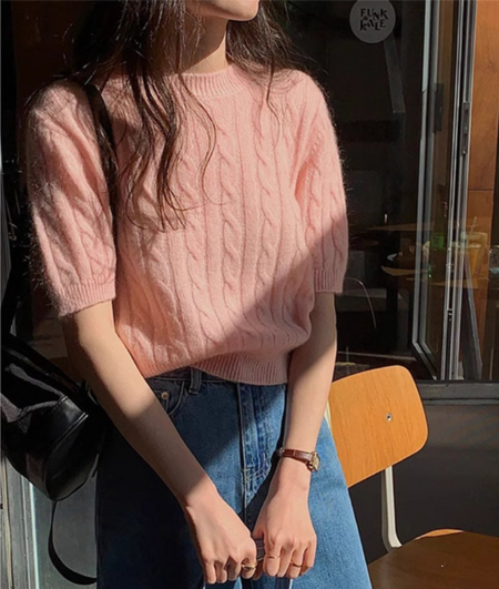 Racquel Sweater | Jersey de punto por cable de manga corta